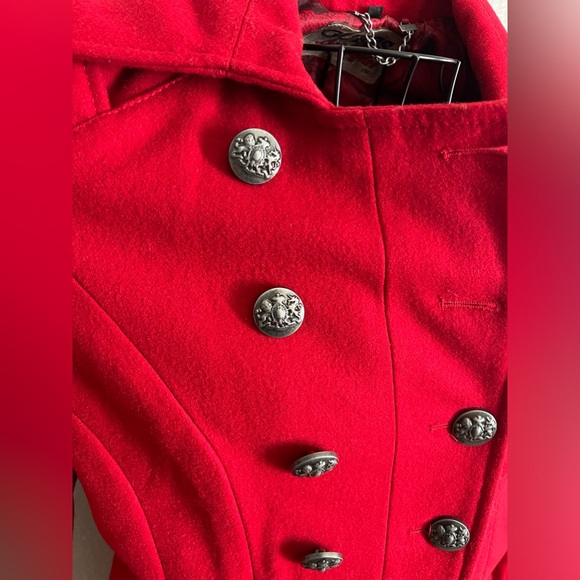 Vintage Guess Los Angeles Red Button Up Wool Blend Peacoat Size M - Picture 2 of 16